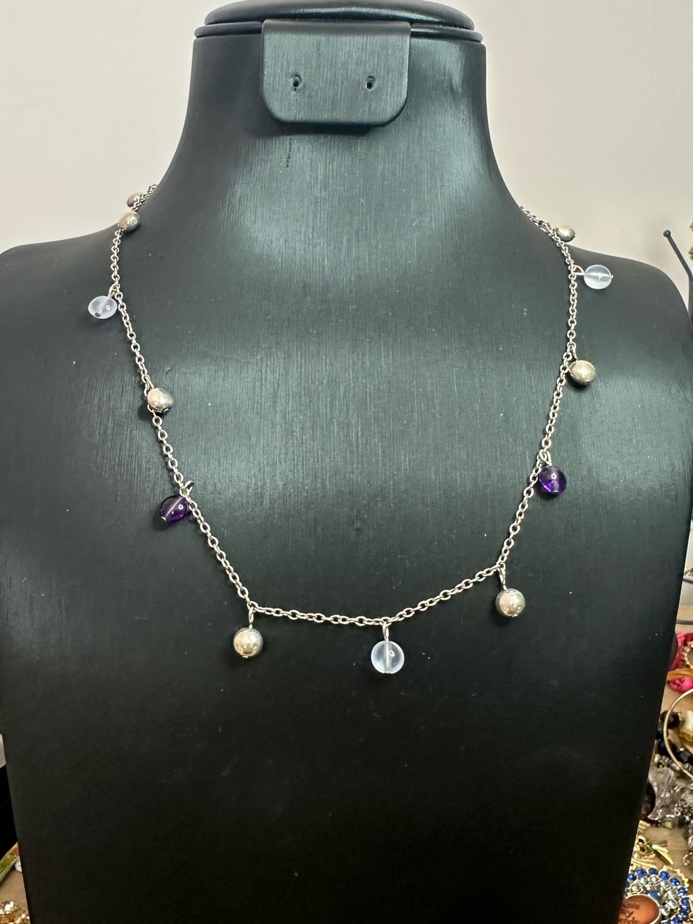 Tiffany & Co 925 Silver Rare Multi Gemstone Amethyst Fascination Ball Necklace